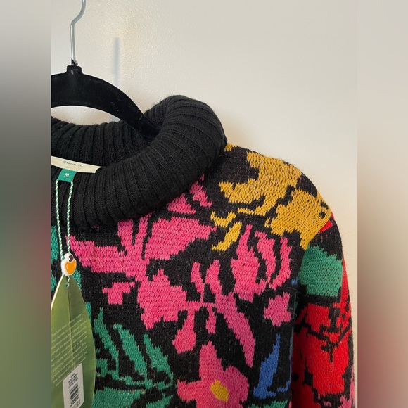 NEW FARM Rio Tropical Garden Sweater Dress Turtleneck Size M - Picture 7 of 13